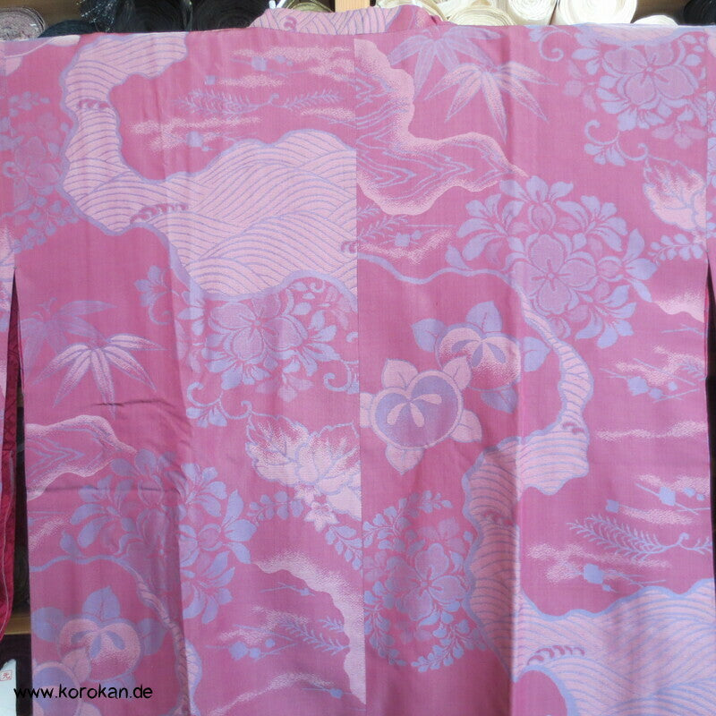 antiker Jacquard Seiden Michiyuki Kimono Mantel