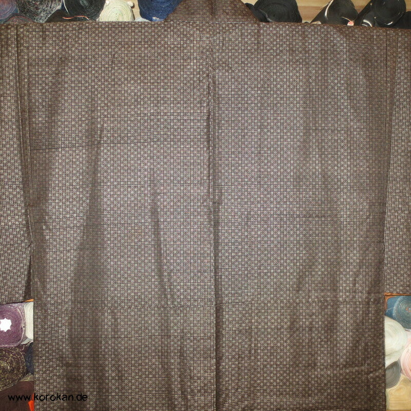 braunes Oshima Tsumugi Seide Kimono + Haori Ensemble