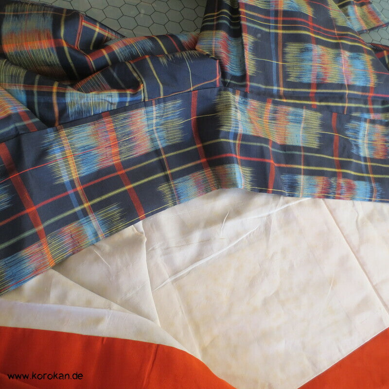 Tsumugi Seiden Kimono mit Kasuri Karo
