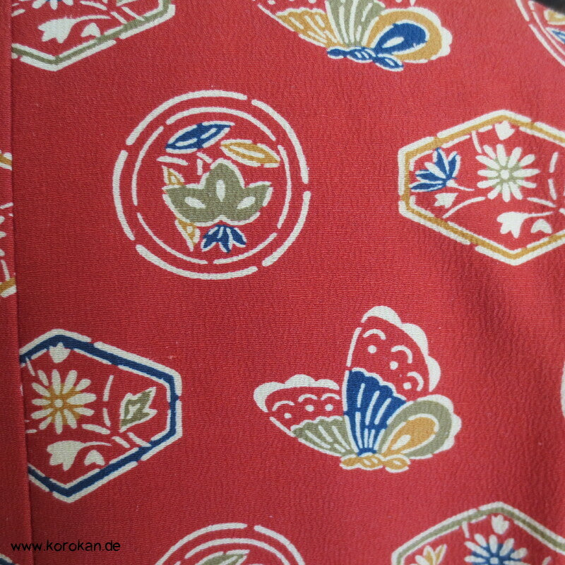 Mon auf persimmon, Schmetterlinge Wolle / Seide Dochugi Kimono Jacke