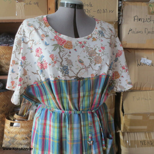 Upcycling Kleid chinesische Zweige und Karo