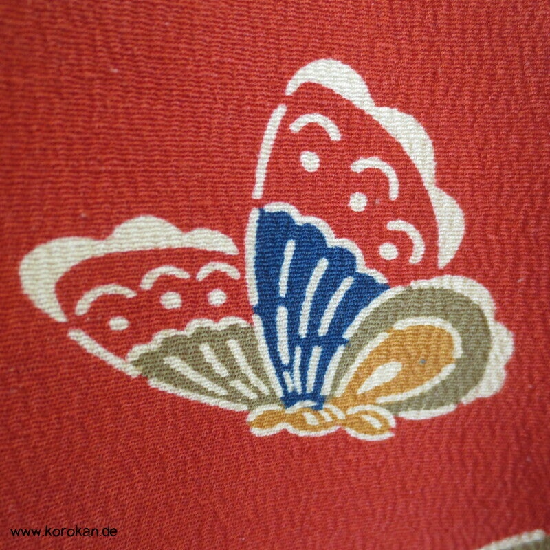 Mon auf persimmon, Schmetterlinge Wolle / Seide Dochugi Kimono Jacke