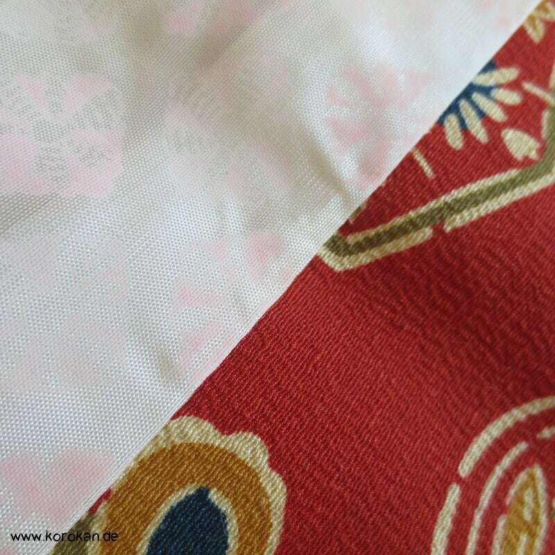 Mon auf persimmon, Schmetterlinge Wolle / Seide Dochugi Kimono Jacke
