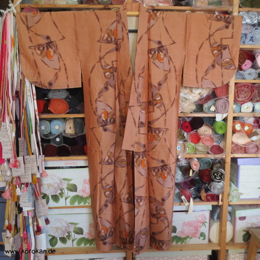 Fächermuster Meisen Seiden Komon Kimono