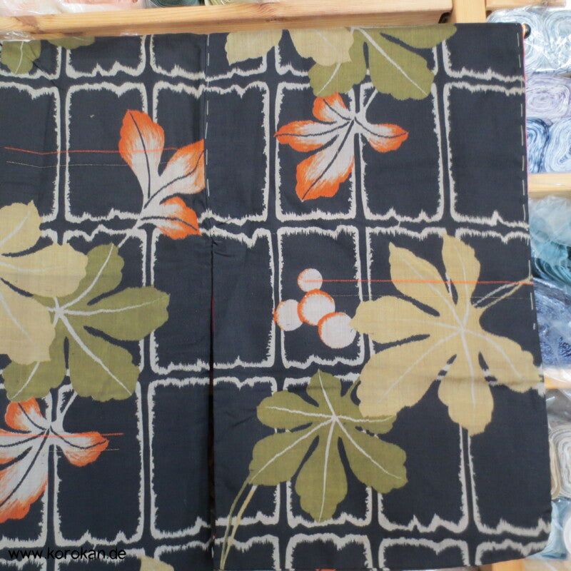 Feigenblätter Meisen Seiden Kimono, Baumwollfutter