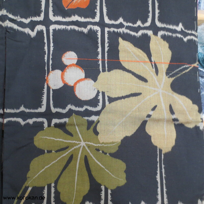 Feigenblätter Meisen Seiden Kimono, Baumwollfutter