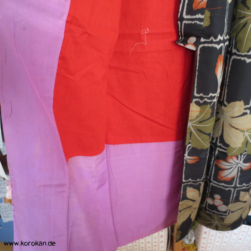 Feigenblätter Meisen Seiden Kimono, Baumwollfutter