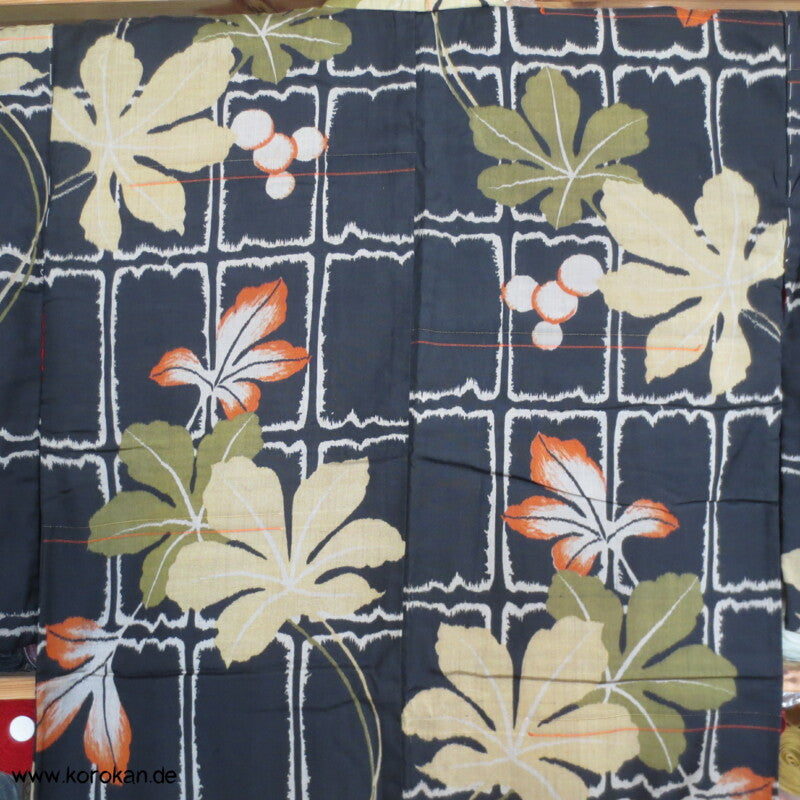 Feigenblätter Meisen Seiden Kimono, Baumwollfutter