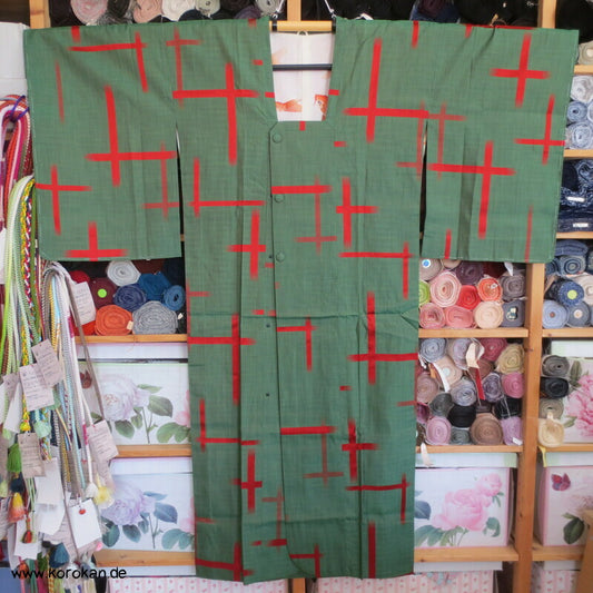 lange Kasuri Kreuzungen Michiyuki Kimono Regenmantel, Koi Futter