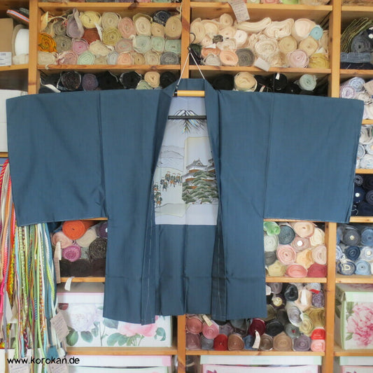 petrol Seiden Tsumugi Haori Jacke, Bildfutter