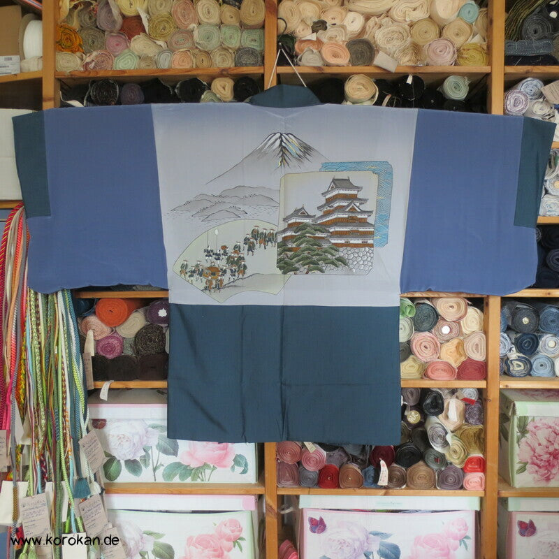 petrol Seiden Tsumugi Haori Jacke, Bildfutter