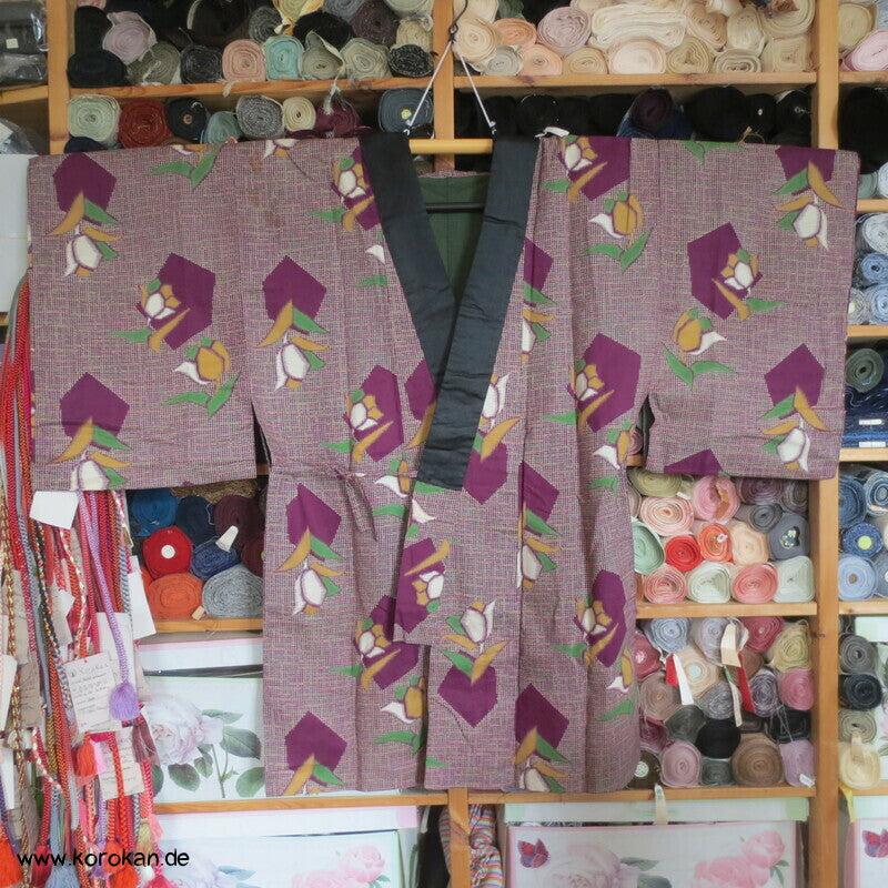 Nenneko Meisen Kimono Jacke - abstrakte Rosen