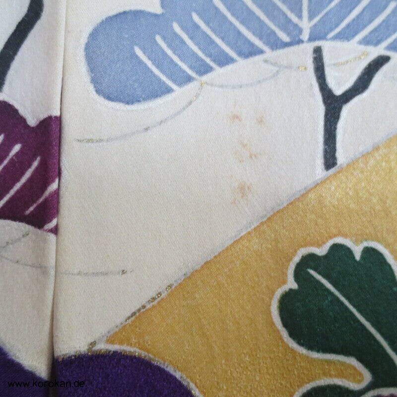 Seidendamast Furisode Kimono lila bunt