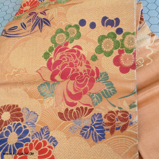 Kusudama Nagoya Obi, kupfergold mit bunt