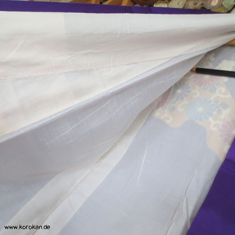 Seidendamast Furisode Kimono lila bunt