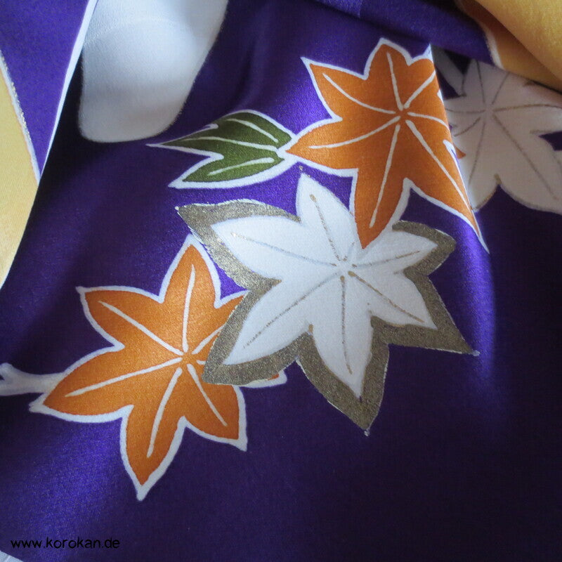 Seidendamast Furisode Kimono lila bunt