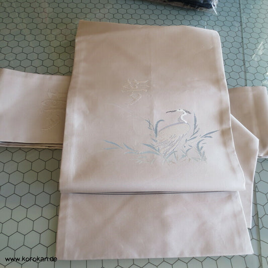 Nagoya Obi Seidenbrokat, Kranich