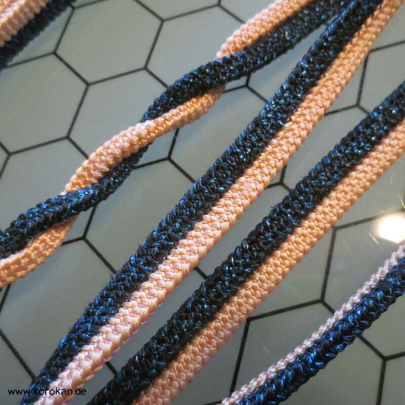 zartrosa / ozeanblauer Obijime, Seide / Lurex