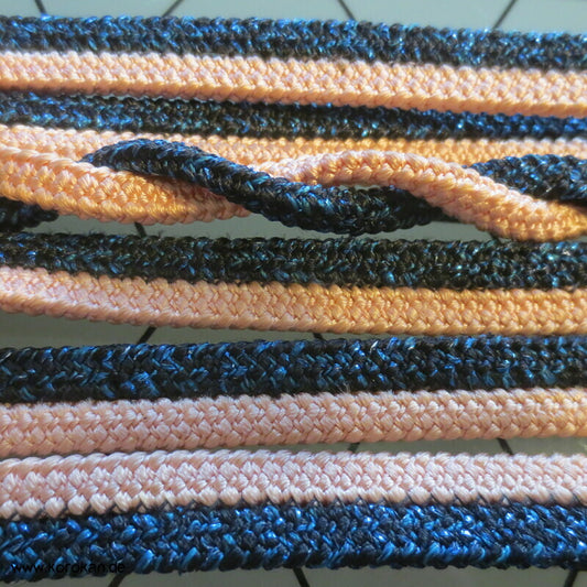 zartrosa / ozeanblauer Obijime, Seide / Lurex