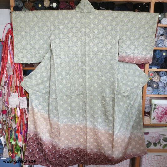 Full Shibori Segaiha Wellen Farbverlauf Tsukesage Kimono