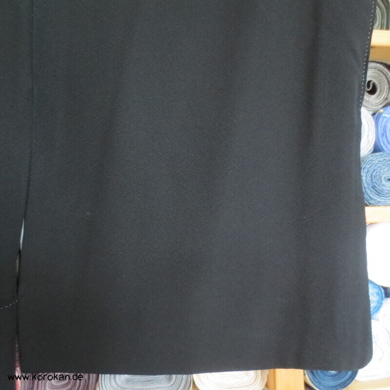 großer 5 Mon Mofuku, formeller schwarzer Seidencrepe Kimono