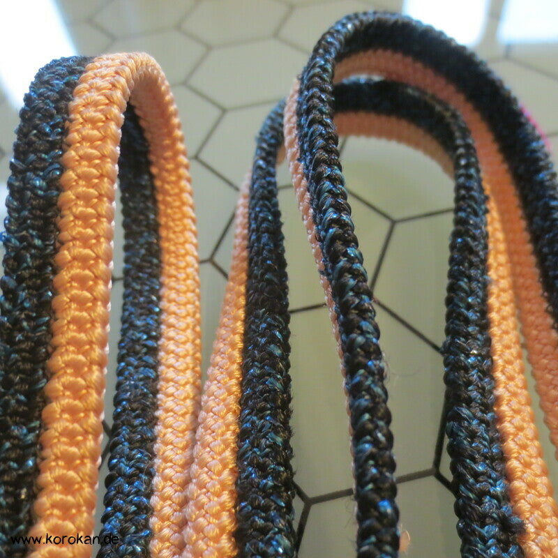 zartrosa / ozeanblauer Obijime, Seide / Lurex