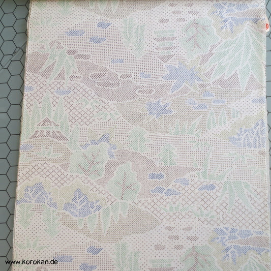 Landschaft Druck Kasuri Kimono Wolle