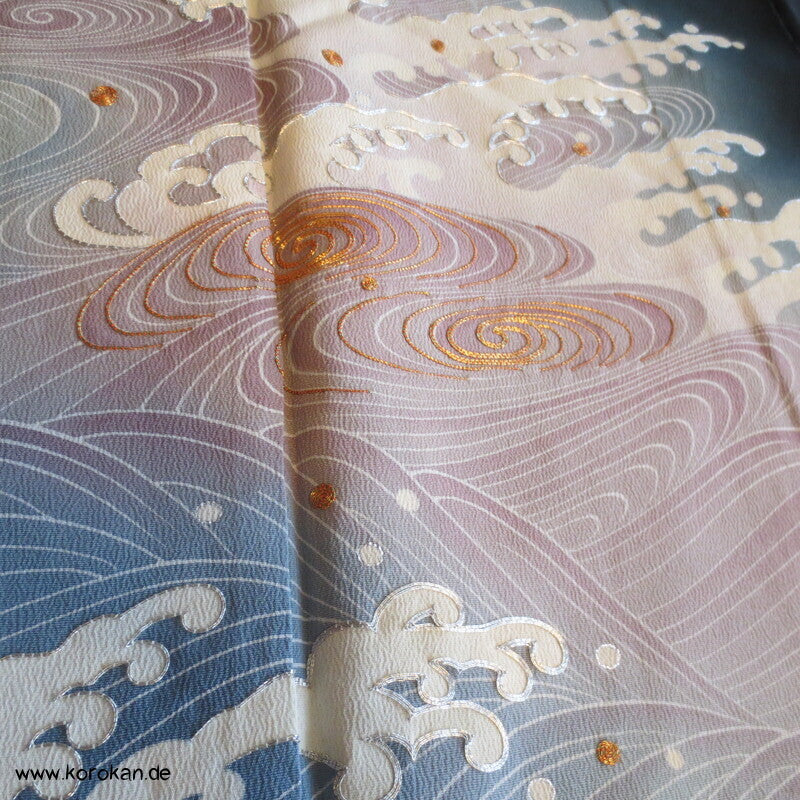 japanische Tomesode Seidencrepe Kimono Tsunami