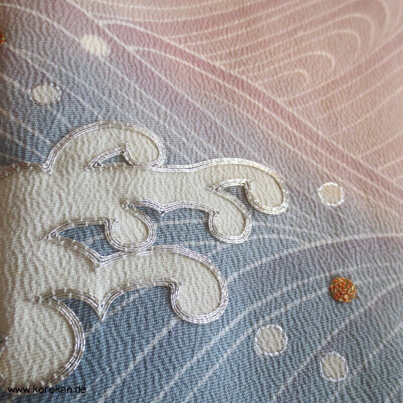 japanische Tomesode Seidencrepe Kimono Tsunami
