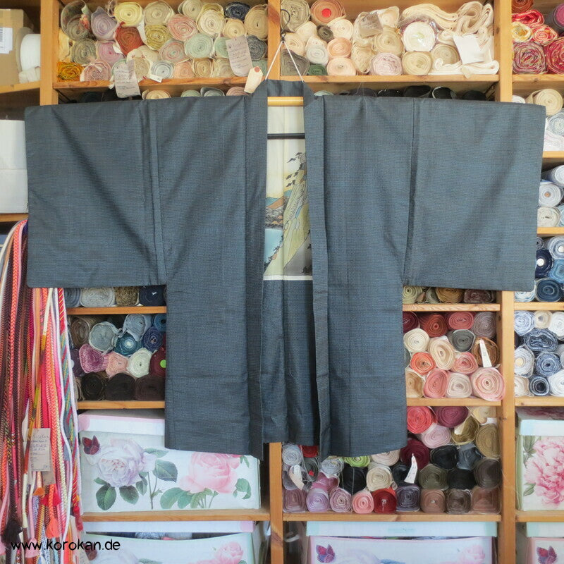 Männer Haori Kimono Jacke Tsumugi Seide, Seidenfutter mit Landschaft