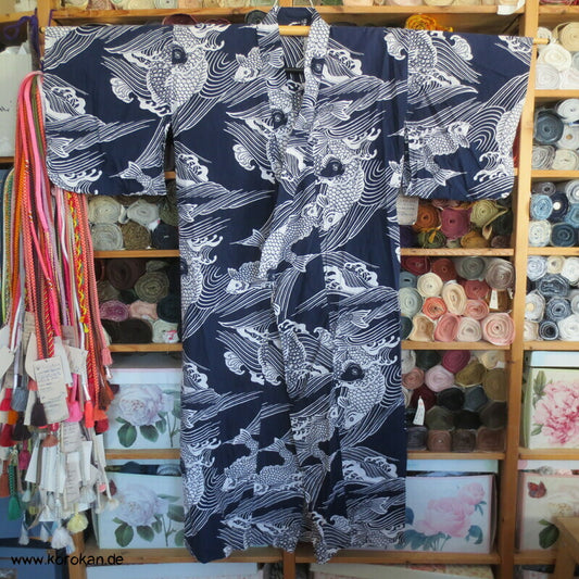 Yukata Baumwoll Kimono mit Koi Mustern