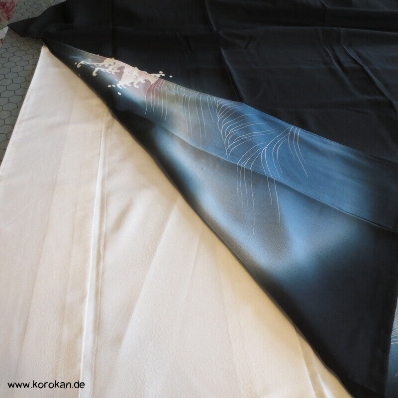 japanische Tomesode Seidencrepe Kimono Tsunami
