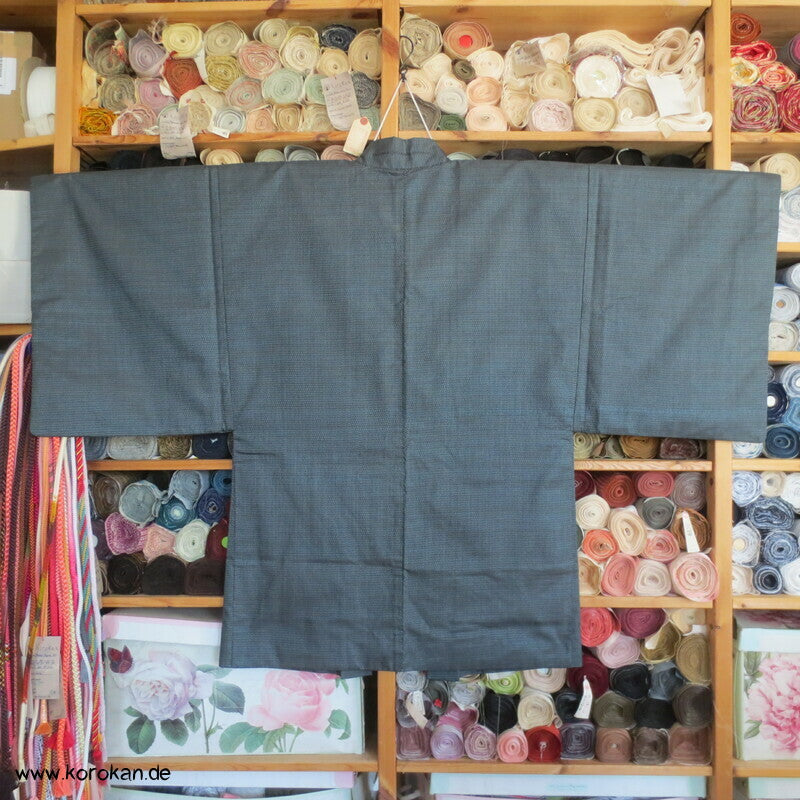 Männer Haori Kimono Jacke Tsumugi Seide, Seidenfutter mit Landschaft
