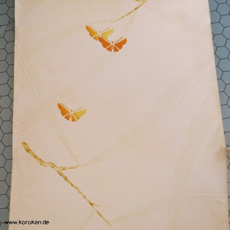 Schmetterlinge, Zweige Kimono Chirimen Crepe Seide, abstrakt