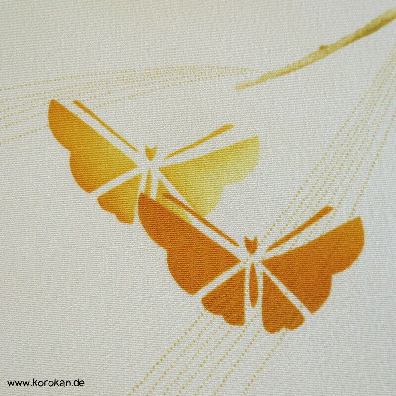 Schmetterlinge, Zweige Kimono Chirimen Crepe Seide, abstrakt