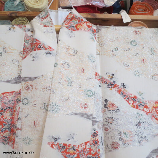 feine Blütenmuster Hitoe Fein Seiden Lurex Jacquard Kimono