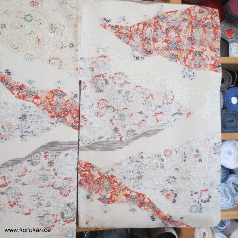 feine Blütenmuster Hitoe Fein Seiden Lurex Jacquard Kimono