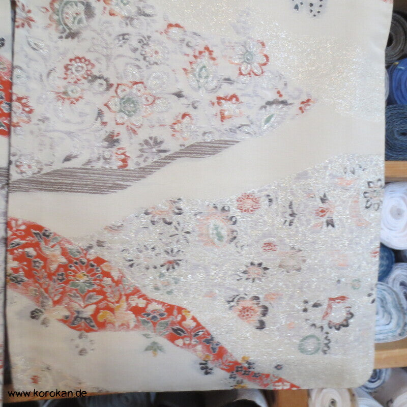 feine Blütenmuster Hitoe Fein Seiden Lurex Jacquard Kimono