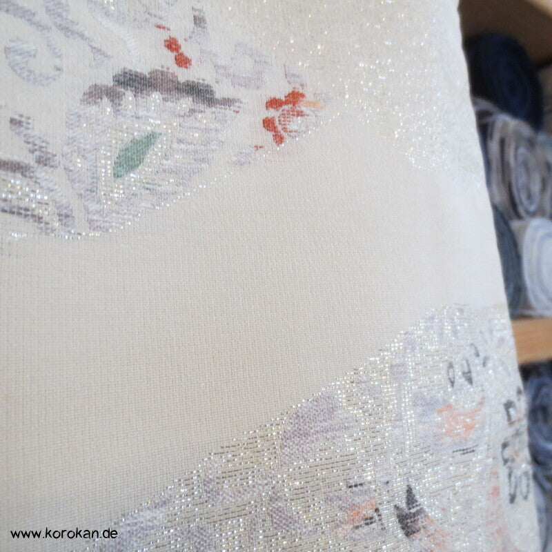 feine Blütenmuster Hitoe Fein Seiden Lurex Jacquard Kimono