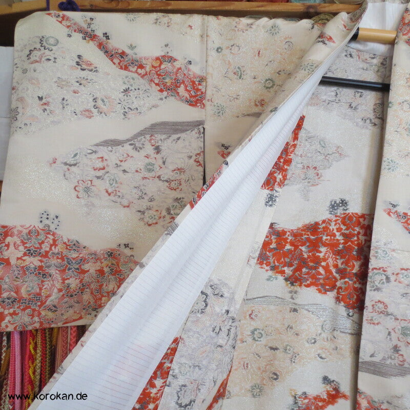 feine Blütenmuster Hitoe Fein Seiden Lurex Jacquard Kimono