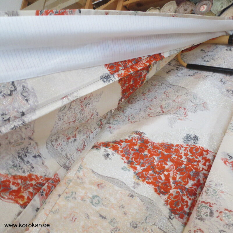 feine Blütenmuster Hitoe Fein Seiden Lurex Jacquard Kimono