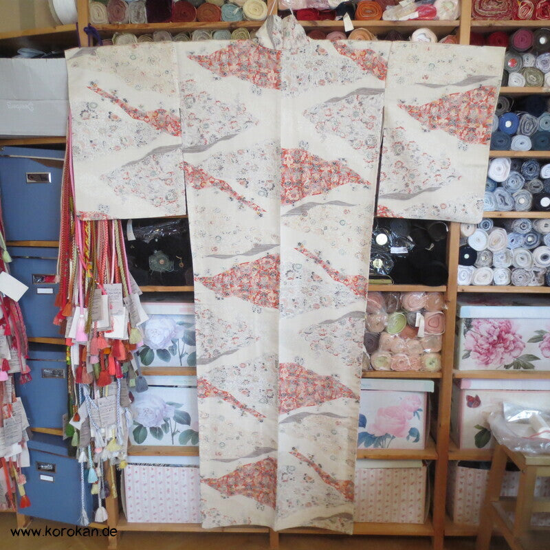 feine Blütenmuster Hitoe Fein Seiden Lurex Jacquard Kimono
