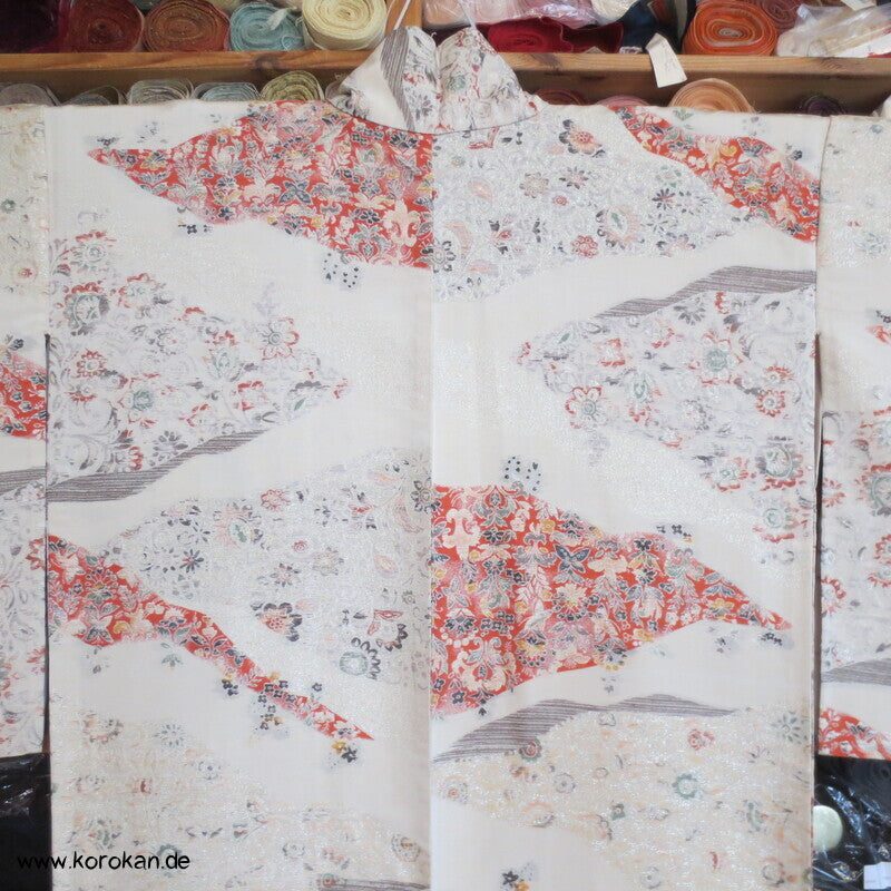 feine Blütenmuster Hitoe Fein Seiden Lurex Jacquard Kimono
