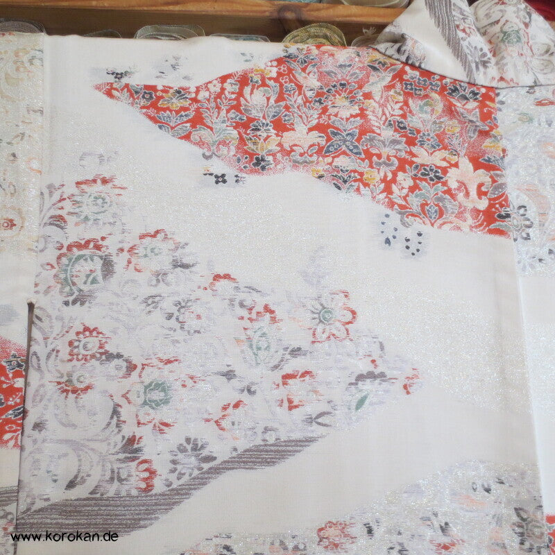 feine Blütenmuster Hitoe Fein Seiden Lurex Jacquard Kimono