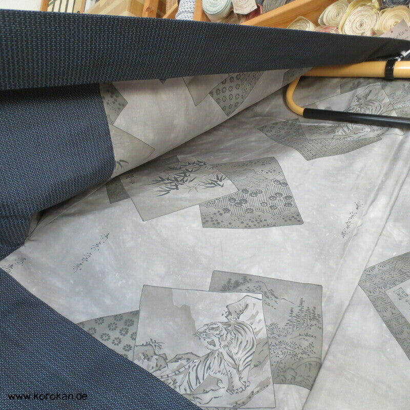Männer Haori Kimono Jacke Tsumugi Seide, Seidenfutter Shikishi
