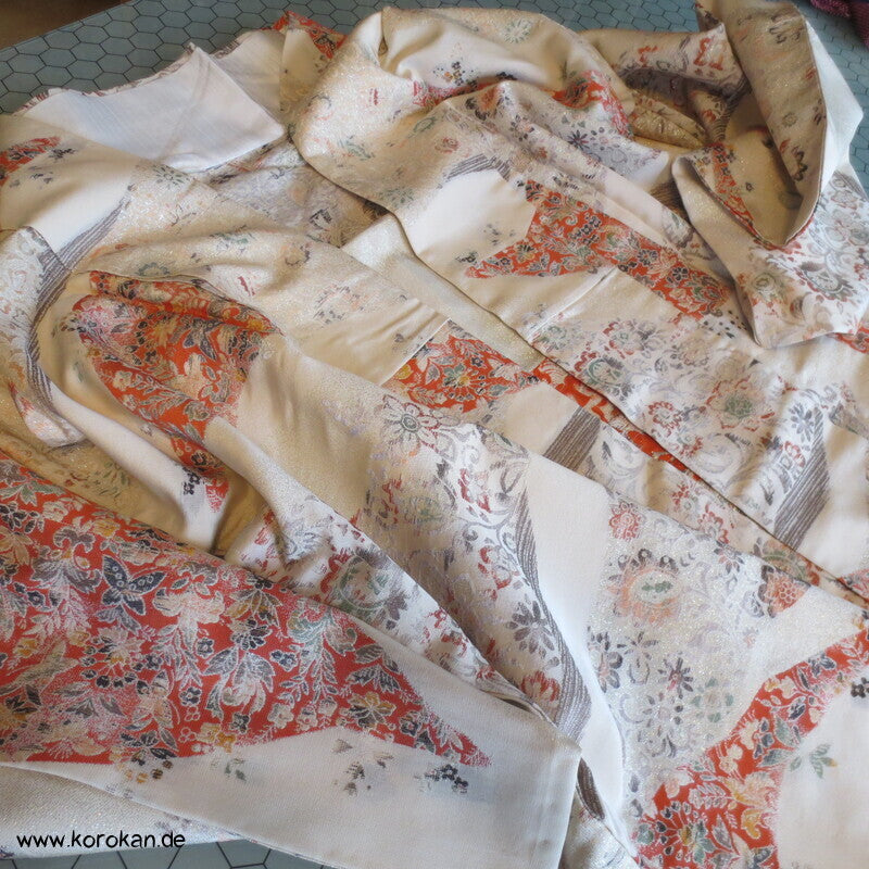 feine Blütenmuster Hitoe Fein Seiden Lurex Jacquard Kimono