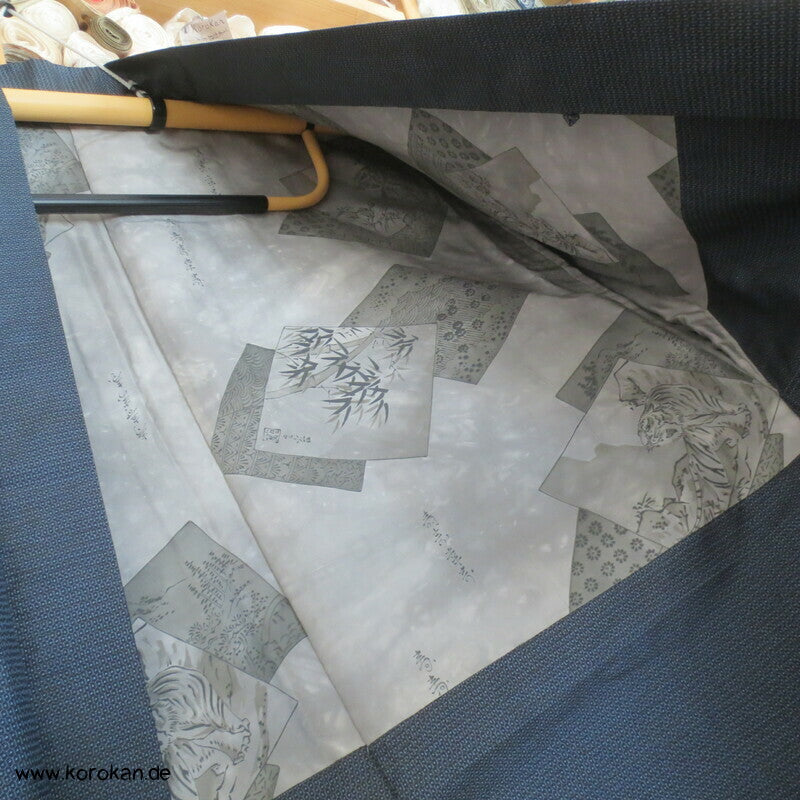 Männer Haori Kimono Jacke Tsumugi Seide, Seidenfutter Shikishi