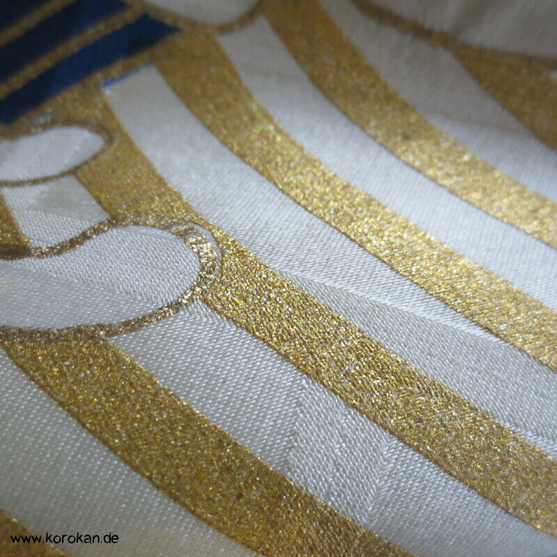 wildes Meer - Wellen, Stickerei, Goldfäden Furisode Seidendamast Kimono