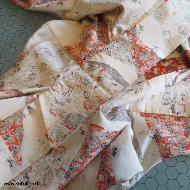 feine Blütenmuster Hitoe Fein Seiden Lurex Jacquard Kimono