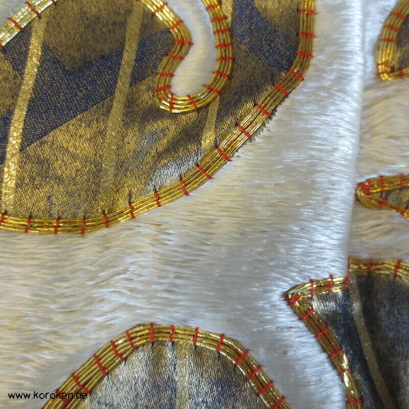 wildes Meer - Wellen, Stickerei, Goldfäden Furisode Seidendamast Kimono